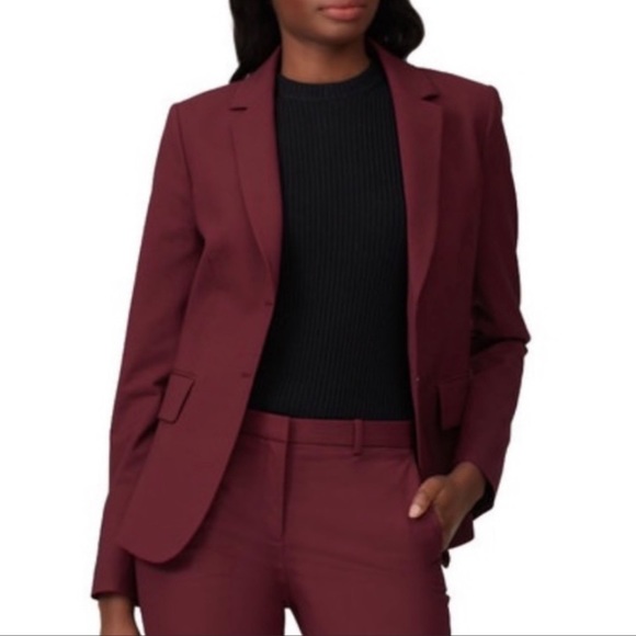 Theory Andorie Textured Peak Lapel Blazer Purple Maroon Size 10 - Picture 7 of 7